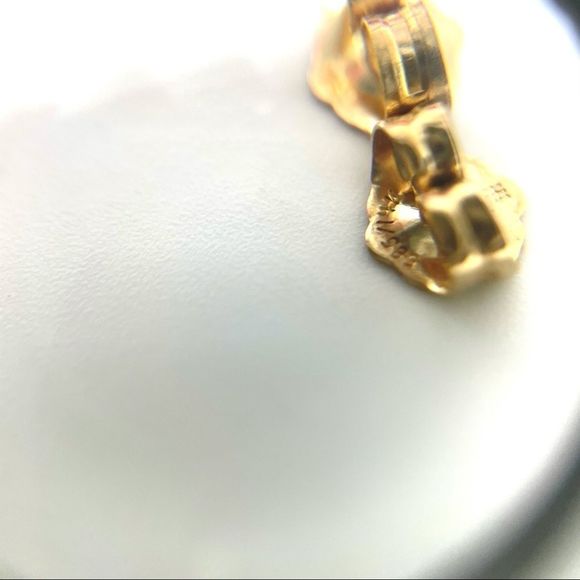 VINTAGE⚜️14K GOLD ONYX Polished 8MM Gemstone Orb Stud Earrings - Picture 9 of 13